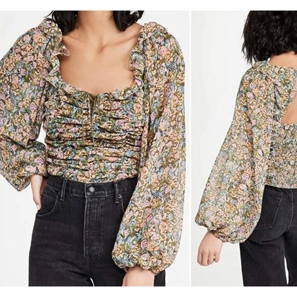 Free People Mabel Printed Floral Blouse Size Small - Picture 1 of 11